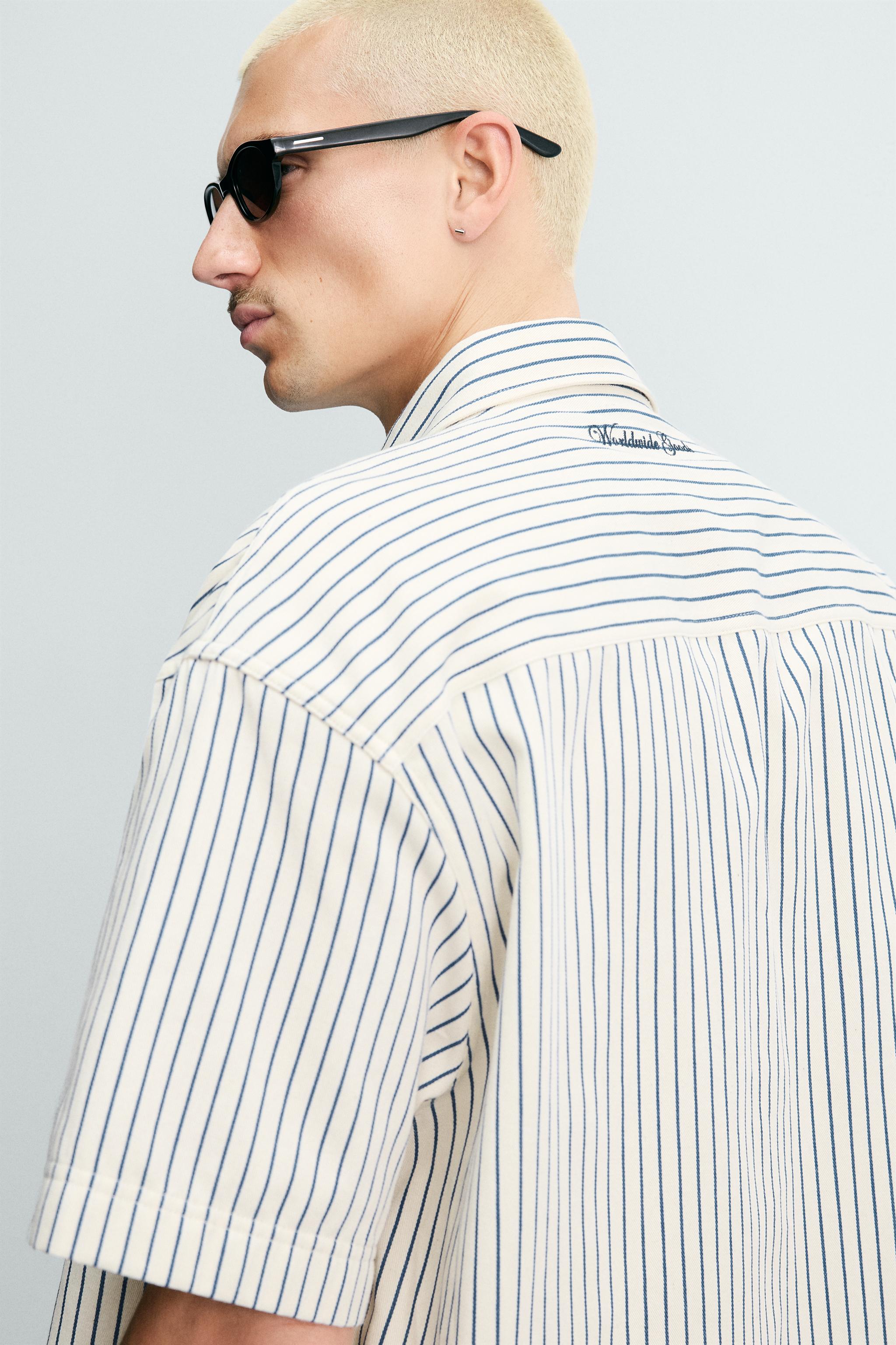 CONTRAST STRIPED PATCH OVERSHIRT
